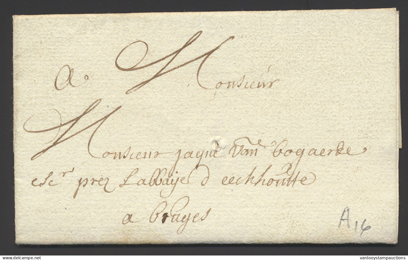 1719, Mooie Voorloper (met Inhoud) Uit Ypres 12/11/1719, Naar Bruges, Zm. - 1714-1794 (Oesterreichische Niederlande)