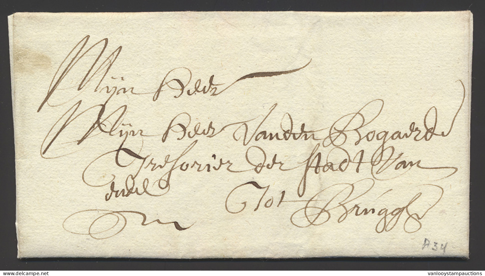 1726, Mooie Voorloper (met Inhoud) Uit Gand 18/11/1726, Naar Bruges, Zm. - 1714-1794 (Paises Bajos Austriacos)