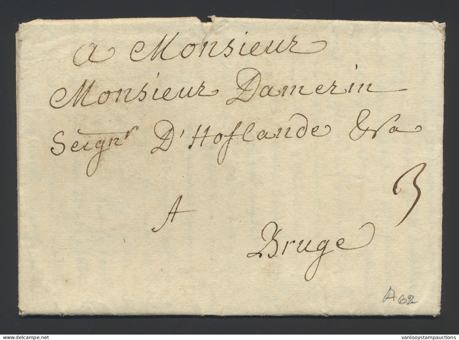 1737, Mooie Voorloper (met Inhoud) Uit Bruxelles 14/6/1737, Naar Bruges, Port 3 (in Het Zwart), Zm. - 1714-1794 (Oesterreichische Niederlande)