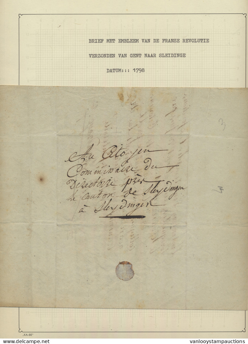1798 Mooie Brief (circulaire) In 1798 Van De Correctionele Rechtbank GENT Naar Sleydinghe, Zm - 1794-1814 (Période Française)