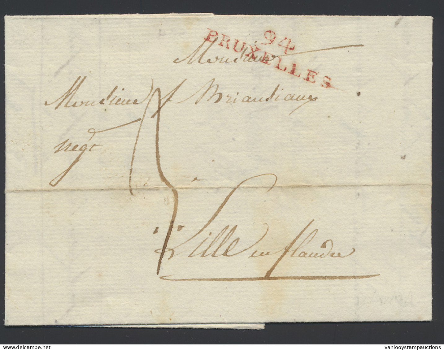 1803 Mooie Brief Met Inhoud Met Rode 94 Bruxelles Naar Lille En Flandre, Port 3, Zm - 1794-1814 (Periodo Francese)