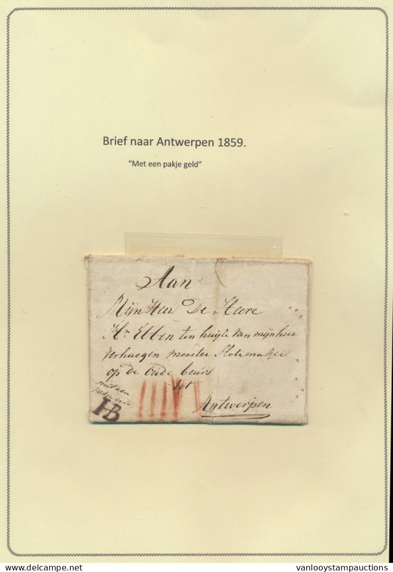 1859 Niet Gefrankeerde Brieven, Samenstelling Van 8 Brieven, W.o. Een CHARGE Brief Uit Brussel In 1859, Een Brief Naar A - 1830-1849 (Belgio Indipendente)