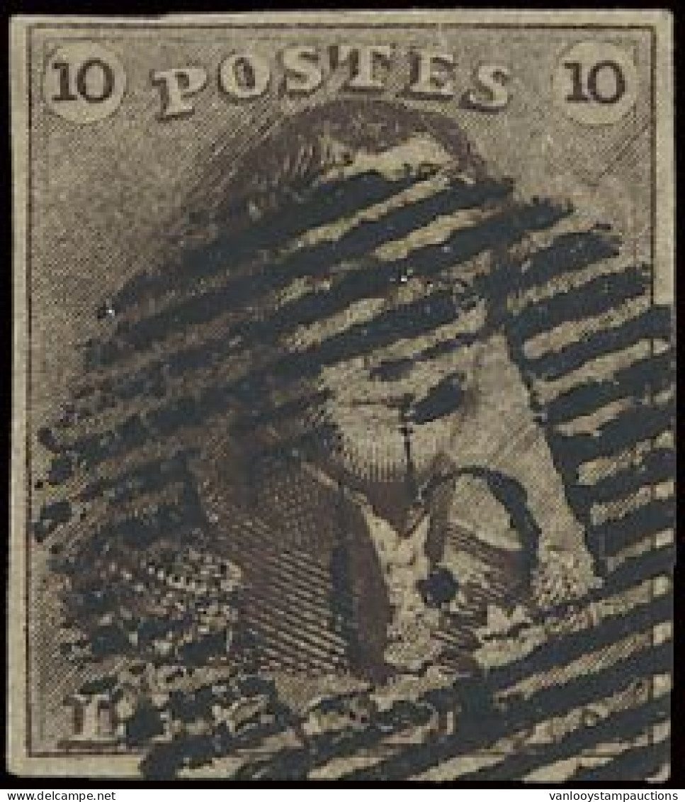 N° 1d 10c. Sepiabruin, Goed Gerand, Zeer Mooie Centrale Afst. P.75-Lokeren, Zm (OBP €100 + COBA €20) - 1849 Mostrine