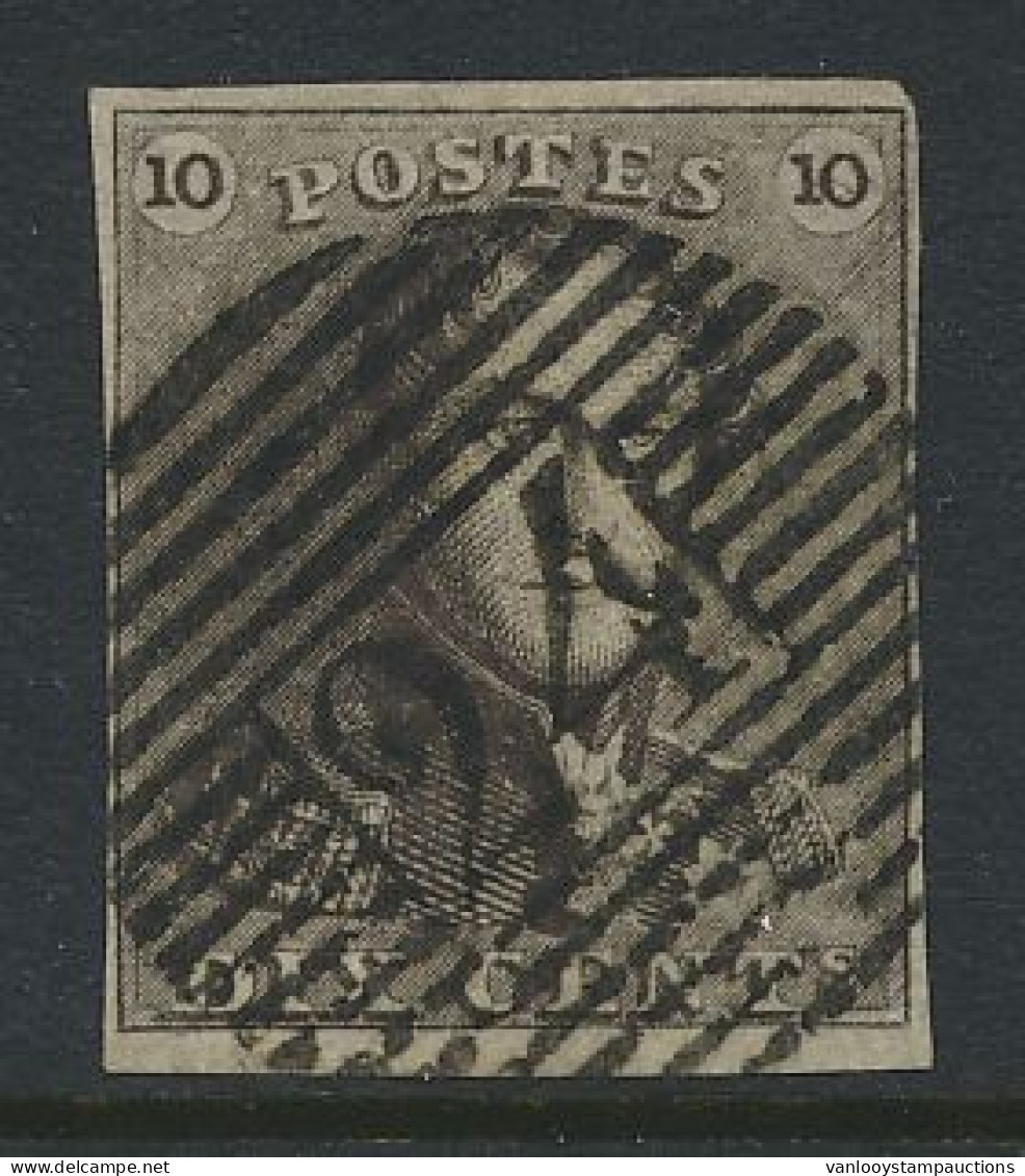 N° 1 10c. Bruin, Goed Gerand En Zeer Mooie Centrale Afst. P.24-Bruxelles, Zm (OBP €90) - 1849 Epaulettes