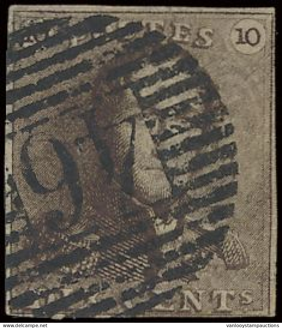 N° 1 '10c Bruin' Volrandig, Met Kleine Marges, Centrale Afst. P.46 Gedinne, Zm (OBP € 100 + Coba € 60) - 1849 Mostrine