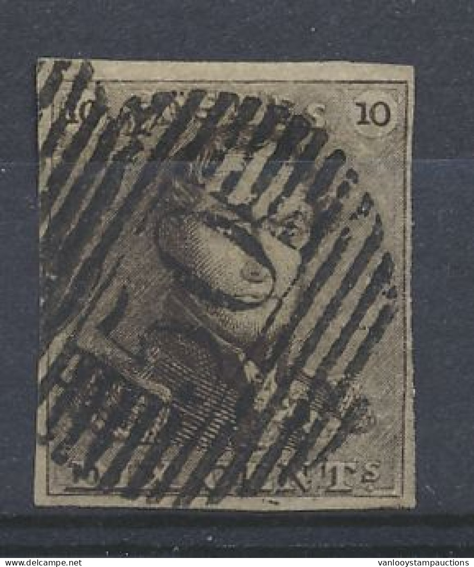 N° 1 10c. Bruin, Zeer Goed Gerand En Zeer Mooie Centrale Afst. P.50-Gosselies, Zm (OBP €90 + COBA €20) - 1849 Schulterklappen