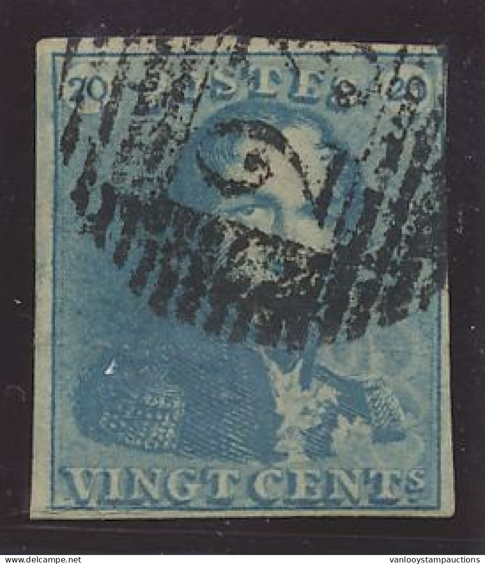 N° 2a 20c. Lichtblauw, Volrandig En Lichte Ogenvrije Afst. P.23-Bruges, Zm (OBP €65 + COBA €5) - 1849 Mostrine