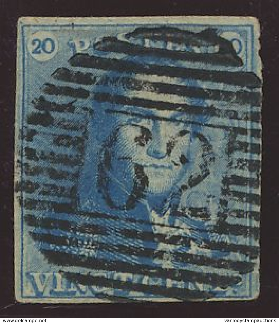 N° 2 20c. Blauw, Goed Gerand En Zeer Mooie Centrale, Ogenvrije Afst. P.62-Huy, Zm (OBP €60 + COBA €15) - 1849 Mostrine