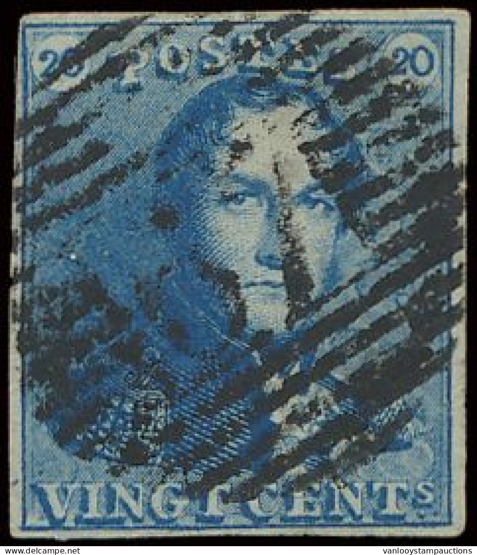 N° 2 20c. Blauw, Goed Gerand En Zeer Mooie Centrale Afst. P.67-Laroche, Zm (OBP €60 + COBA €75) - 1849 Mostrine