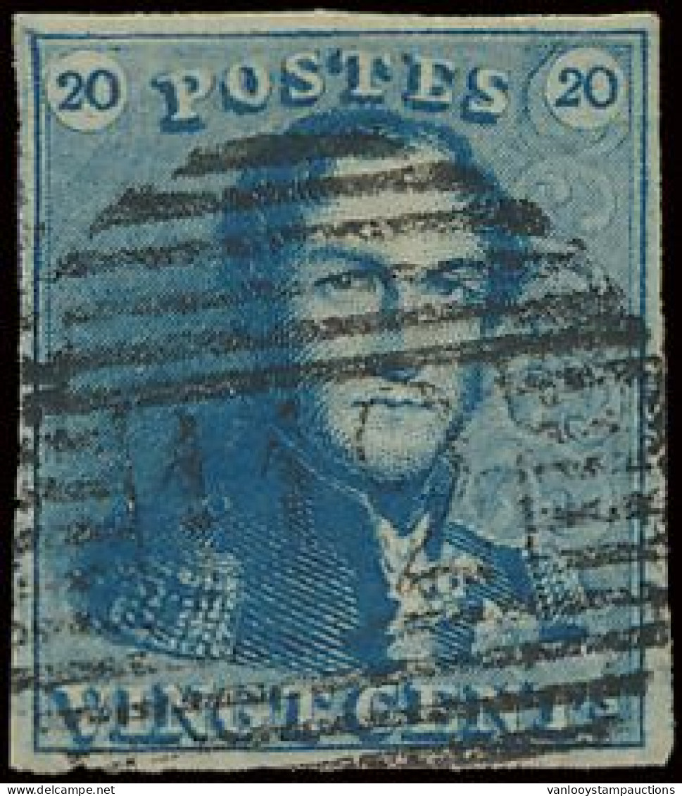 N° 2 20c. Blauw, Goed Gerand En Lichte Centrale Ogenvrije Afst. P.112-Stavelot, Zm (OBP €60 + COBA €40) - 1849 Mostrine