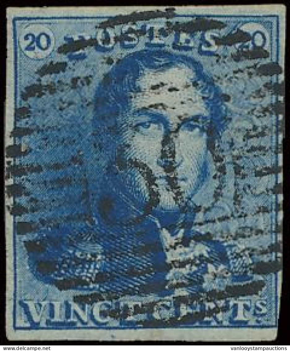 N° 2A 20c. Blauw, Zeer Goed Gerand En Prachtige Centrale, Ogenvrije Afst. P.30-Couvin, Zm (OBP €60 + COBA €40) - 1849 Hombreras