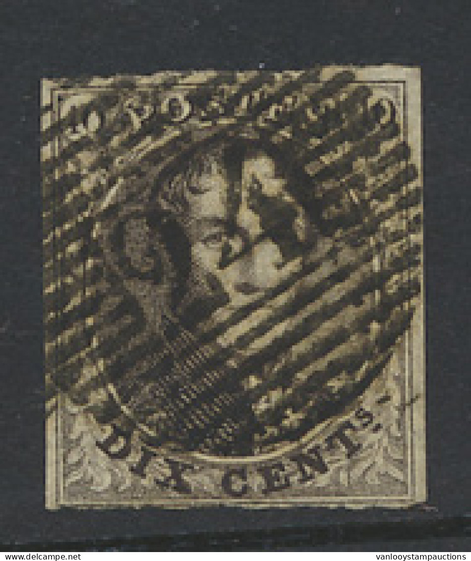 N° 3 '10c Bruin' Zeer Mooi Gerand (onderaan Licht Gerafeld) Mooie Centrale Afst. P.24 Bruxelles, Zm/m (OBP € 115) - 1849-1850 Médaillons (3/5)