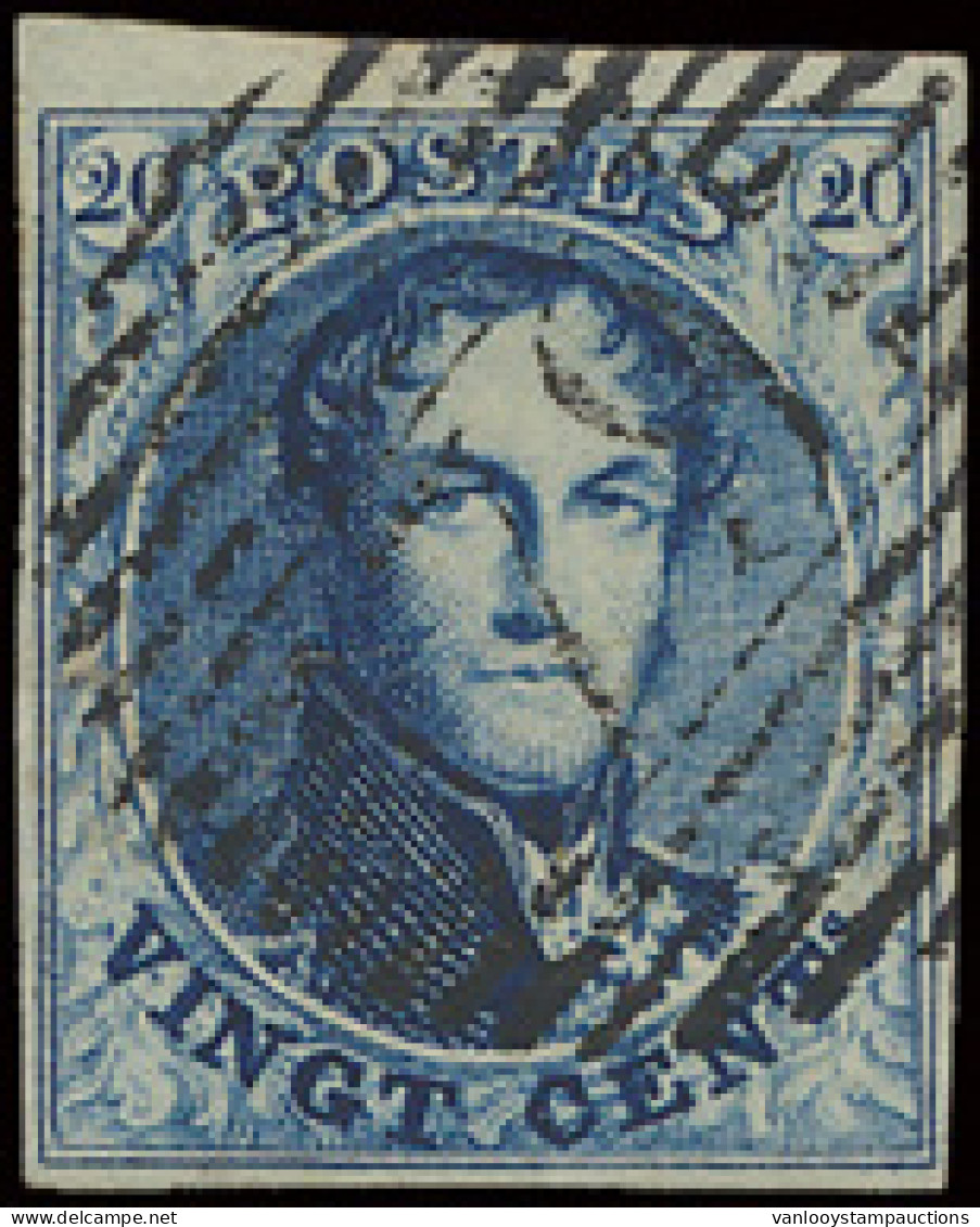 N° 4 '20c Blauw' Zeer Mooie Centrale Afst.P. 79 Marche, Zm (OBP € 70 + Coba € 30) - 1849-1850 Medallones (3/5)