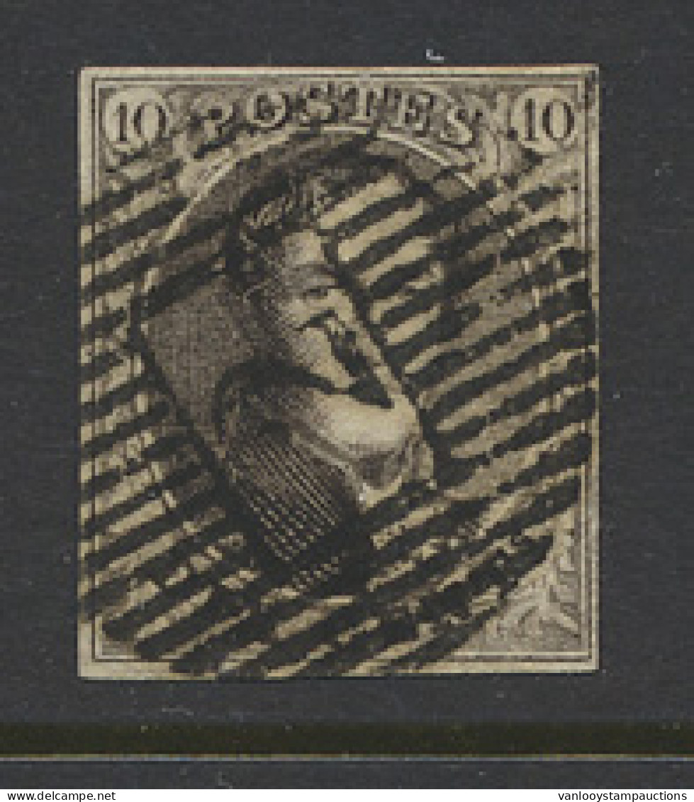 N° 6 10c. Bruin, Goed Gerand En Zeer Mooie Centrale Afst. D.2-Alost, Zm (OBP €10 + COBA €15) - 1851-1857 Medaillen (6/8)