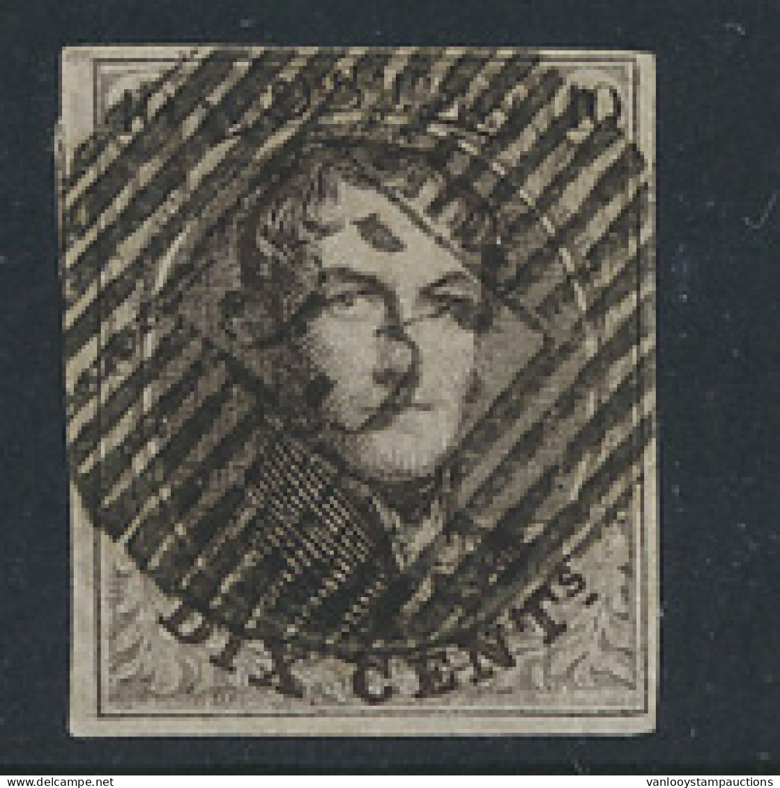 N° 10 10c. Bruin, Zeer Goed Gerand En Prachtige Centrale Afst. D.55-Waerschoot, Zm (OBP €10 + COBA €15) - 1957