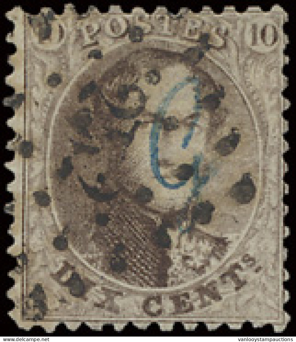 N° 14A Guillochin 10c. Bruin Met Blauwe Opdruk Ipv. Rode, Prachtig Met Fotocertificaat Soeteman, Zm (OBP +€395) - Zie Fo - 1863-1864 Medallions (13/16)