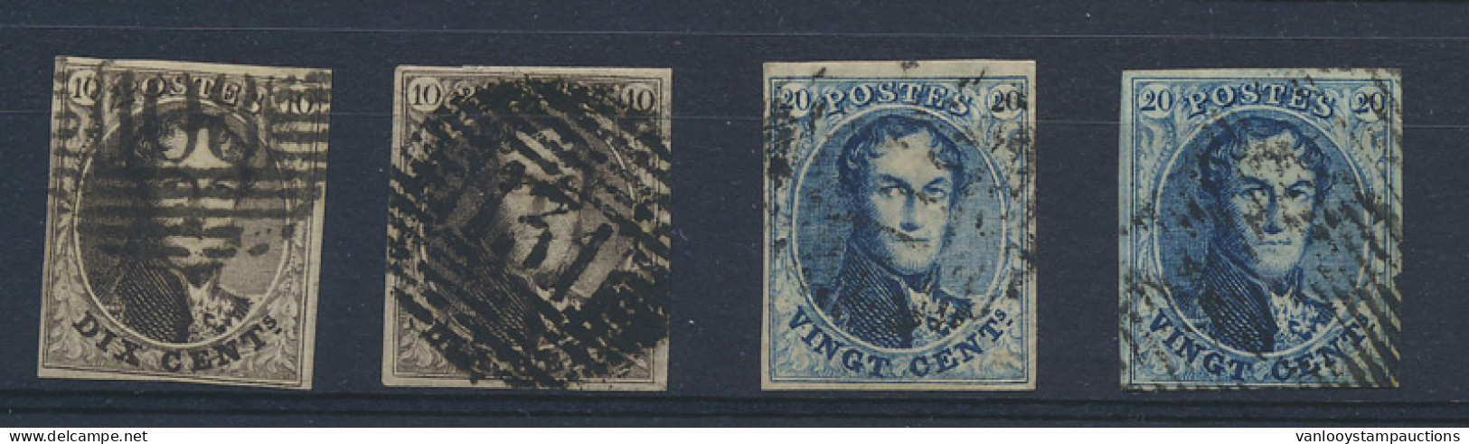 N° 3 (2x) + 4 (2x) 10c. Bruin, 2 Ex. Met Betere Perceptiestempels P.108-Soignies En P.131-Wervieq En Beide Zeer Mooi, 20 - 1849-1865 Medallones (Otros)