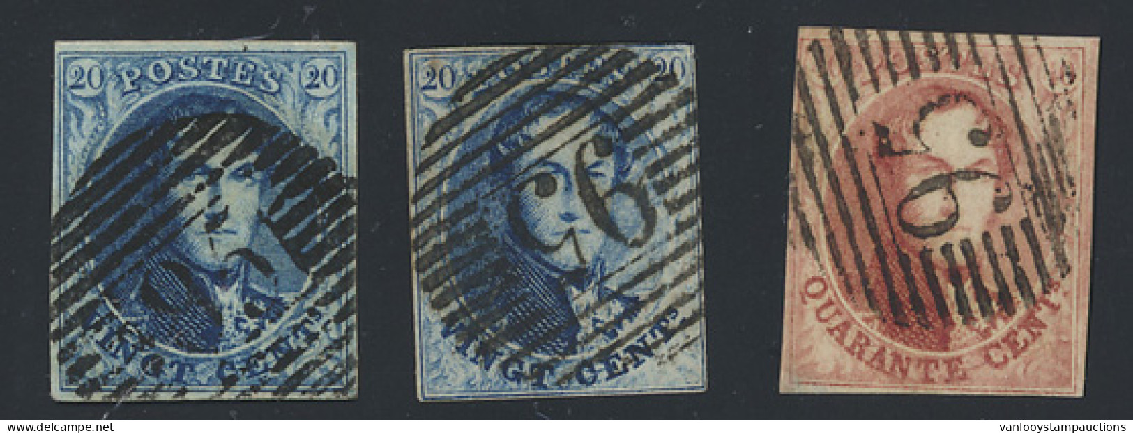 N° 7 + 11A + 12A Met Zeer Mooie Stempel P.95-Perwez, N° 7 En 12A Zeer Goed Gerand, N° 11A Tegen Gesneden, Zm/m (OBP €151 - 1849-1865 Medaglioni (Varie)