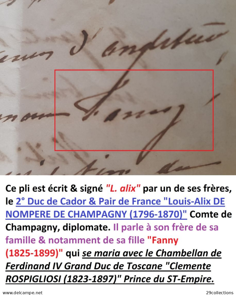 Lettre 1851 Au Comte Paul DE CHAMPAGNY (1809-1893) Filleul De Jérôme & Pauline BONAPARTE, Neveu De L'Empereur NAPOLEON - Historische Personen