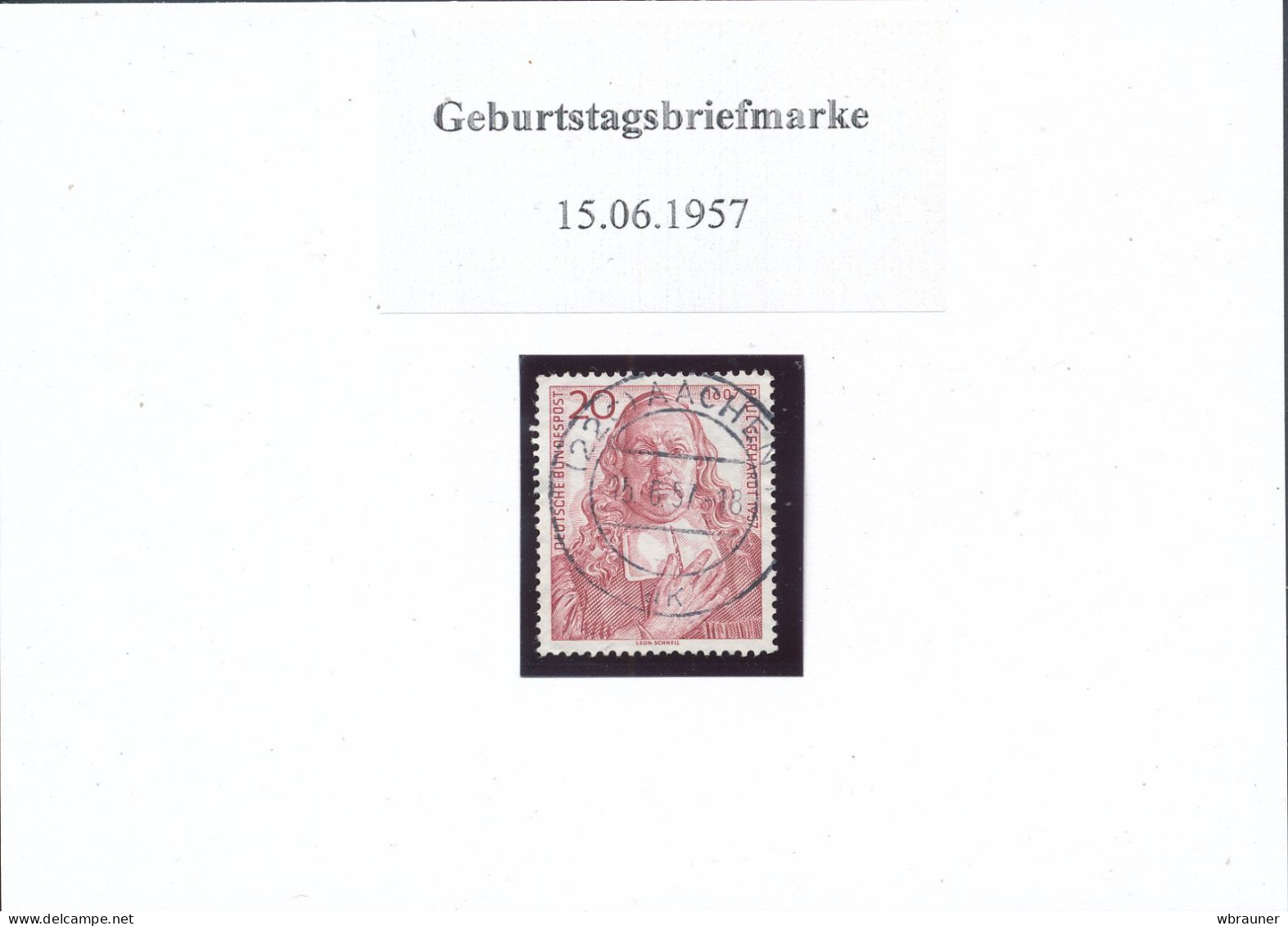 Bund 253 Gestempelt Stempeldatum 15.06.1957  Schöne Geburtsdatumsbriefmarke   Auch Zum Verschenken Geeignet - Gebraucht