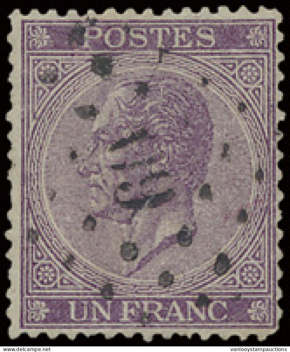 N° 21a 1fr. Donkerviolet Met Zeldzame Tint Rode Kool - 1865-1866 Profil Gauche