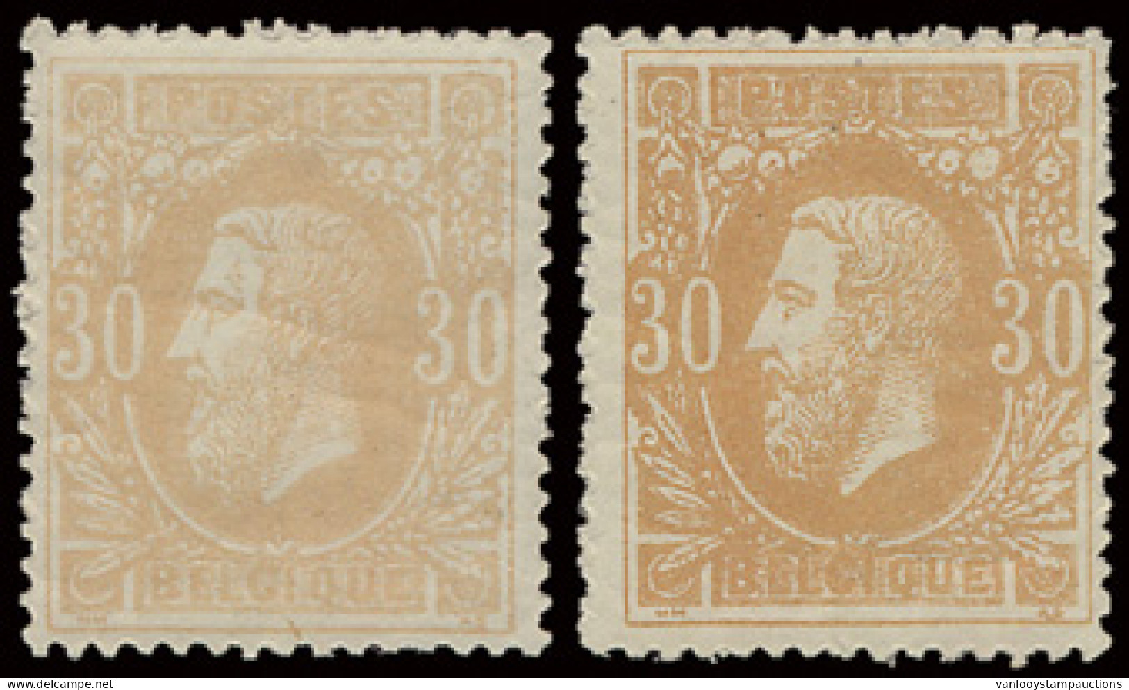 ** N° 33 En 33a, De 2 Kleuren, Iets Onregelmatige Tanding, Zm/m (OBP € 510) - 1869-1883 Leopold II.