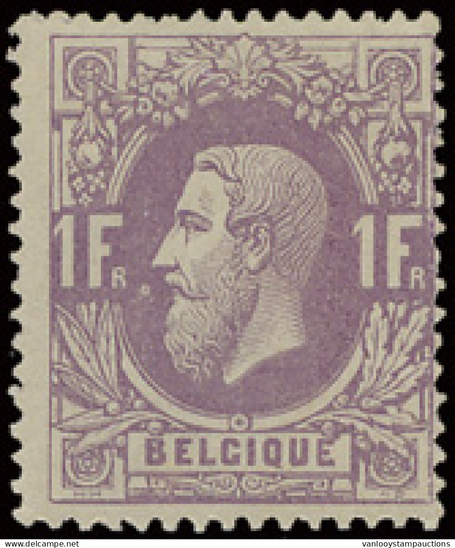 ** N° 36a 1fr. Donkerviolet, Tanding Iets Onregelmatig En Met Potlood Beschreven Op De Gomzijde, Zm/m (OBP €1.700) - 1869-1883 Leopoldo II