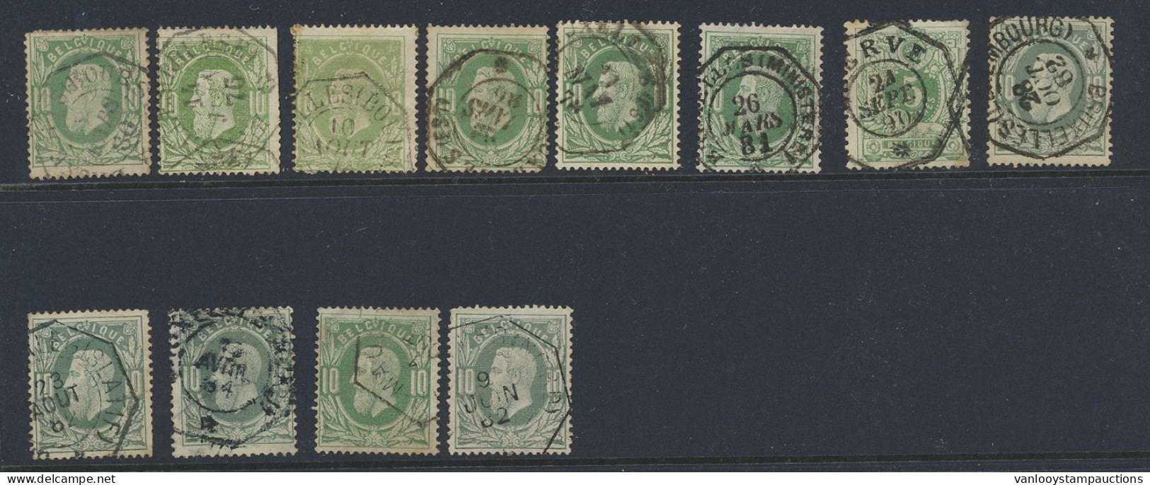 N° 30 '10c Groen' (12x) Restant Van Lot 8-hoekstempels, M. - 1869-1883 Leopold II