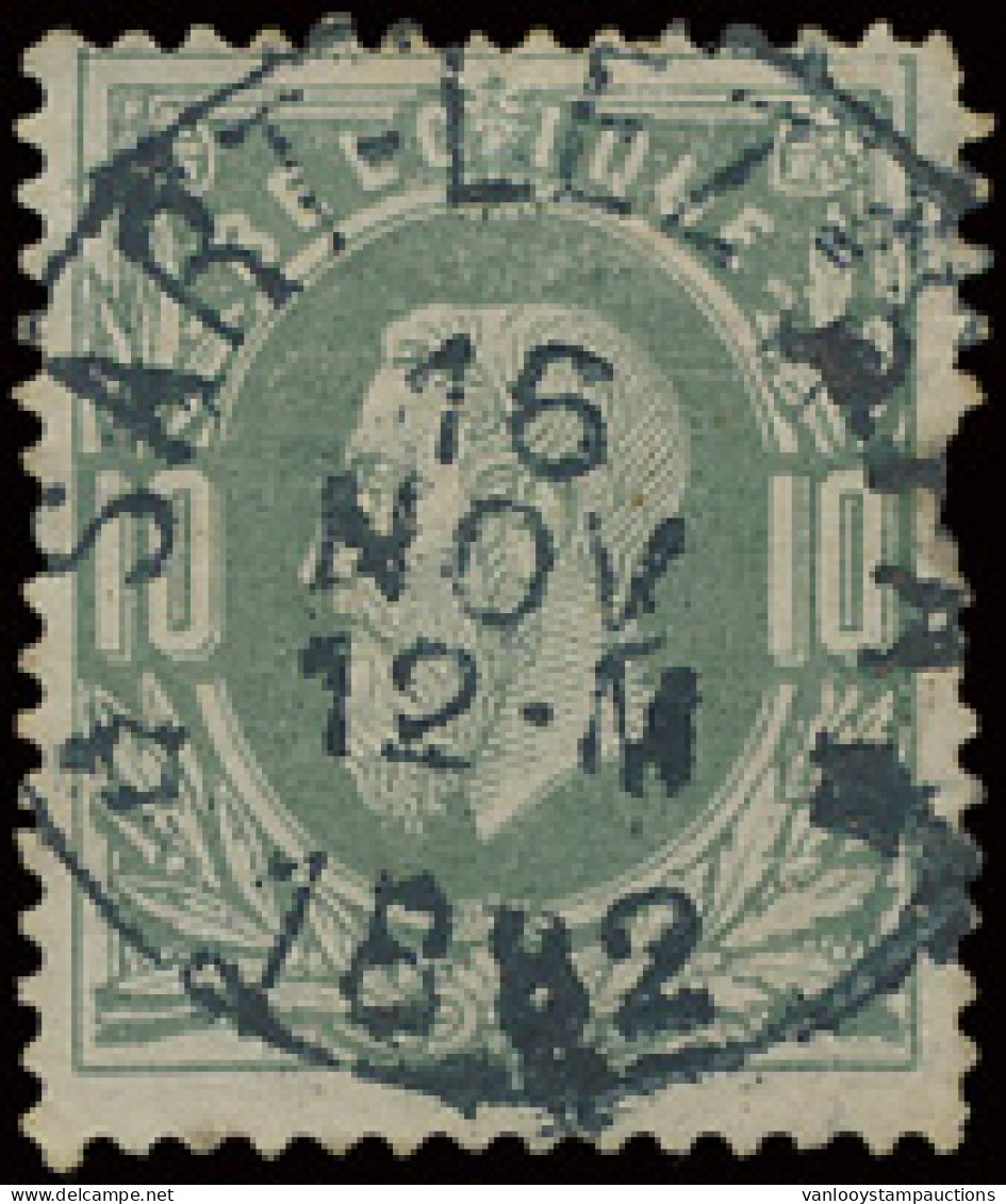 N° 30 '10c Donkergroen' Relaisafst. Sart-Les-Spa, Prachtige Centrale Afstempeling (Coba € +80) - 1869-1883 Leopoldo II