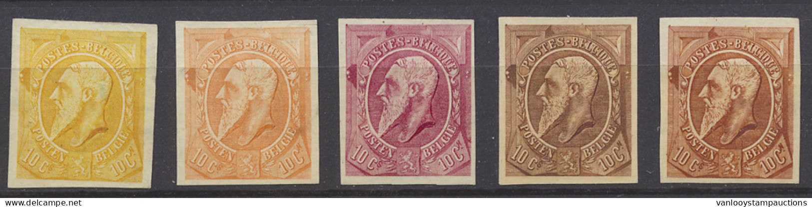 STES 2063/64 + 2068 + 2089/90 Beeltenis Leopold II - 10c., Niet Aangenomen Ontwerp Van Petitot In 5 Verschillende Tinten - Ensayos & Reimpresiones