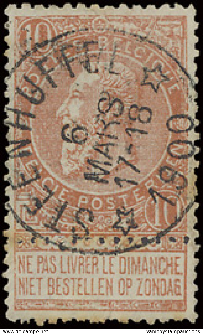 N° 57 '10c Oranjerood' Centrale Afst. Steenhuffel Relais, Zm (Coba € 60) - 1893-1900 Barba Corta