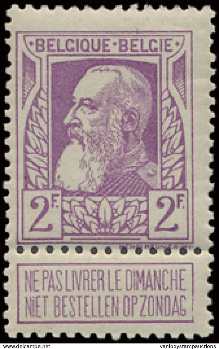 ** N° 80 2fr. Lila, Zm (OBP €625) - 1905 Breiter Bart