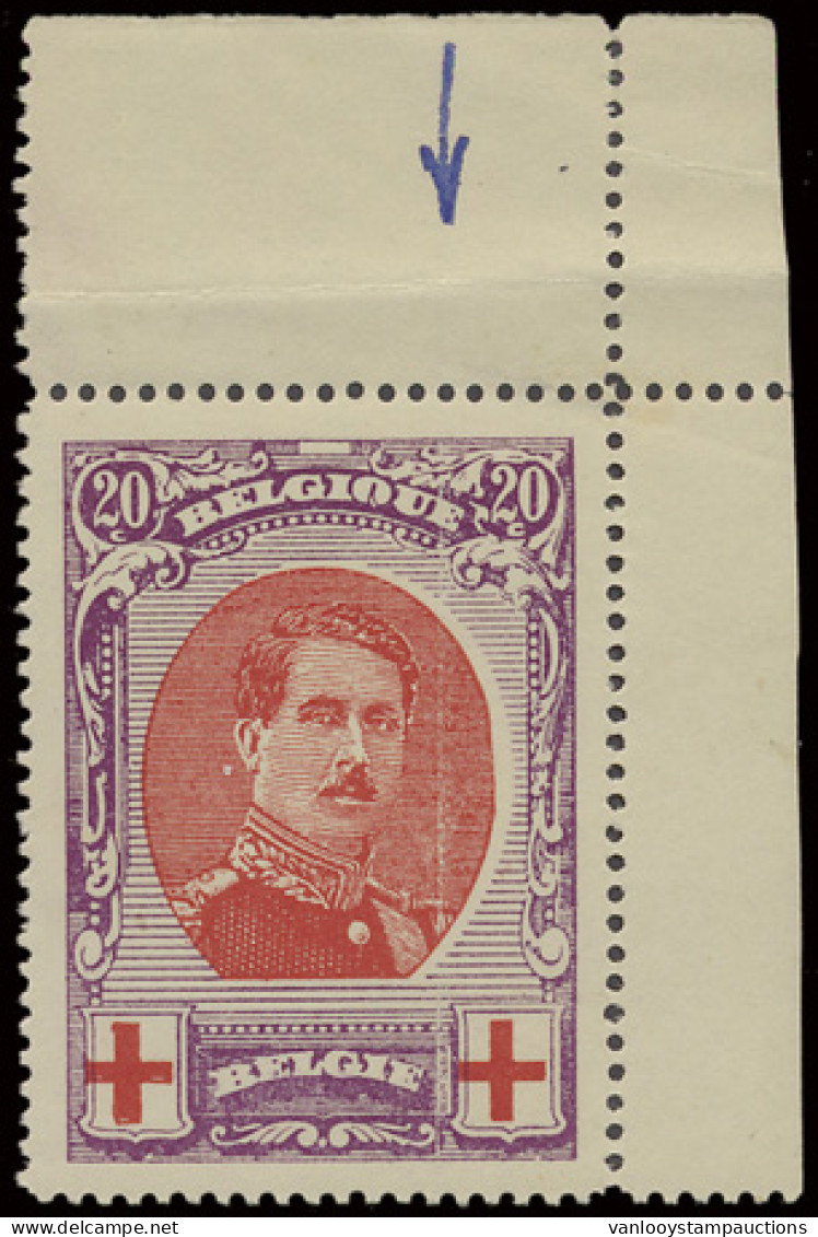 ** N°132-V1, V3 En V4 +134-Cu Witte Lijn, Zm (OBP +€490) - 1914-1915 Croce Rossa