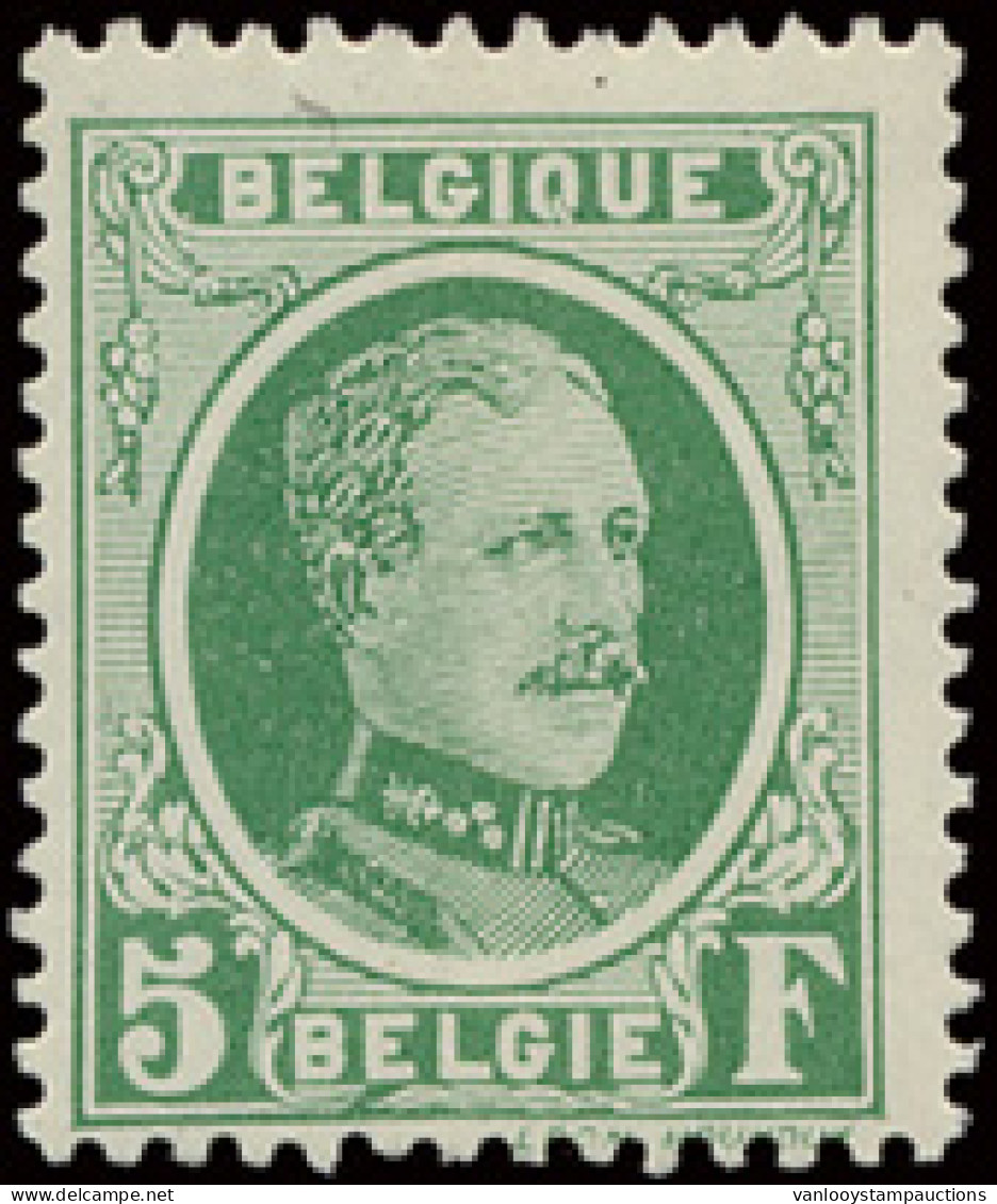 ** N° 209b 5fr. Donker Smaragd Groen, Zm (OBP €180) - 1922-1927 Houyoux