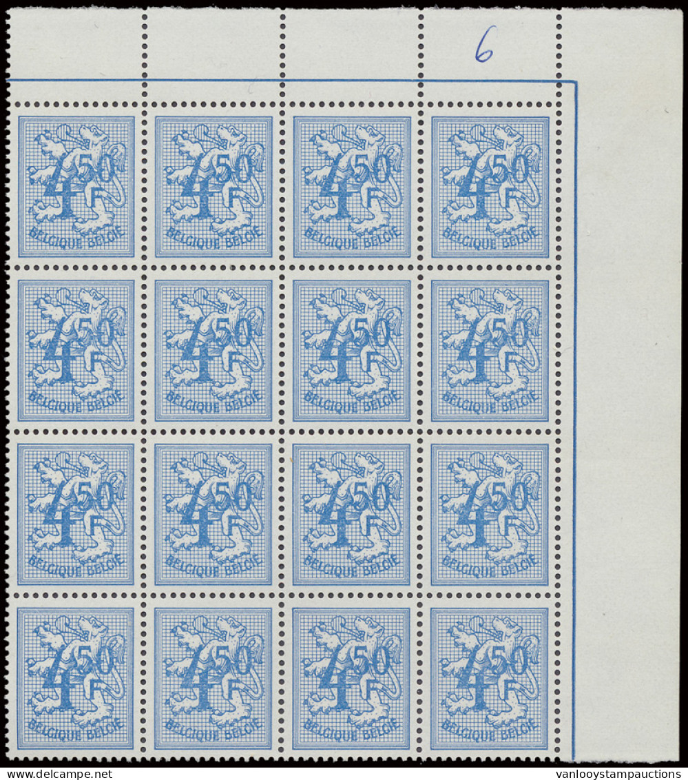 ** N° 1745a 4,50fr. Lichtblauw In Veldeel Van 16 Met Vergelijkingszegel, Zm (OBP €1.120) - Other & Unclassified
