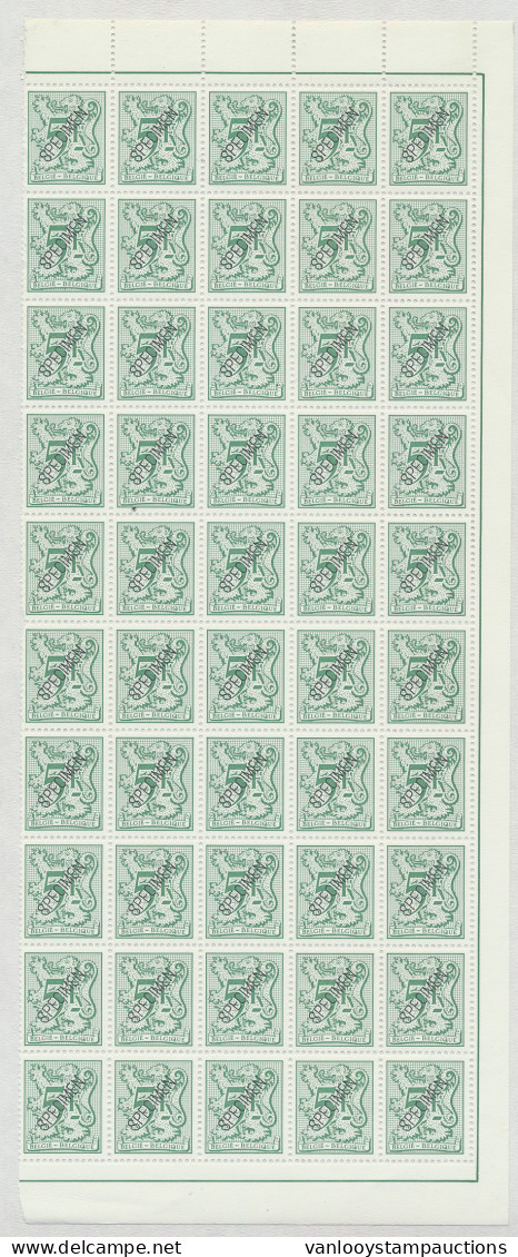 ** N° 1960 Cijfer Op Heraldieke Leeuw 5fr. Groen In Veldeel Van 50, Zm - 1951-1975 Heraldic Lion