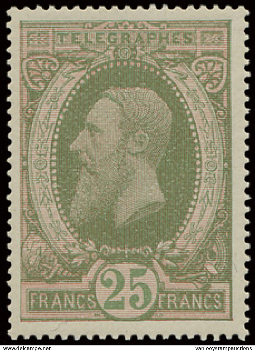 ** TG 10 25fr. Donkerreseda, Zm (OBP €180) - Timbres Télégraphes [TG]