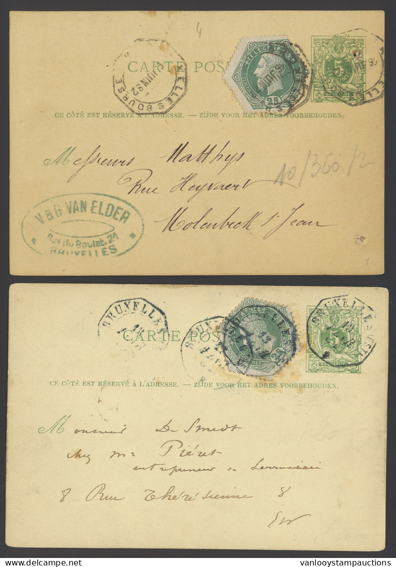 1880/1884 Tien Postwaardestukken Type N° 45 Met Bijfrankering TG 4, Alle Verstuurd In Expres Uit Brussel, Zm - Timbres Télégraphes [TG]