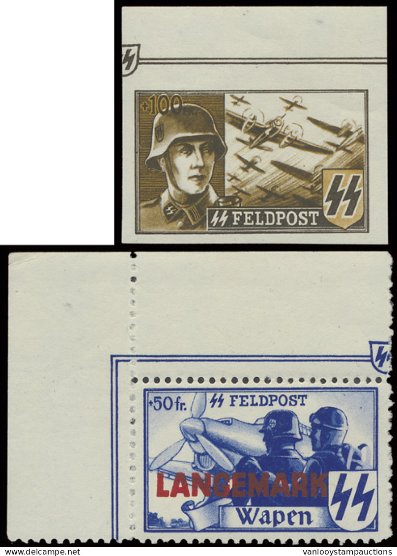 ** E 44/48 Feldpost Wapen SS, De Reeks Ongetand + E 49 Langemark Getand, Zm (OBP €1.350) - Erinnophilia [E]