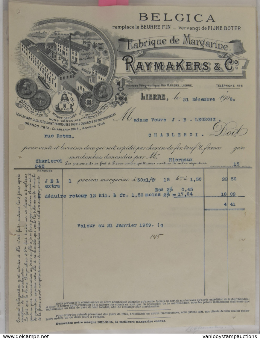 1890/1951 Provincie Antwerpen, Aantal Documenten, Facturen Waarbij Mooie Hoofdingen, Meestal Met Fiscale Zegel, In Ringm - Otros & Sin Clasificación