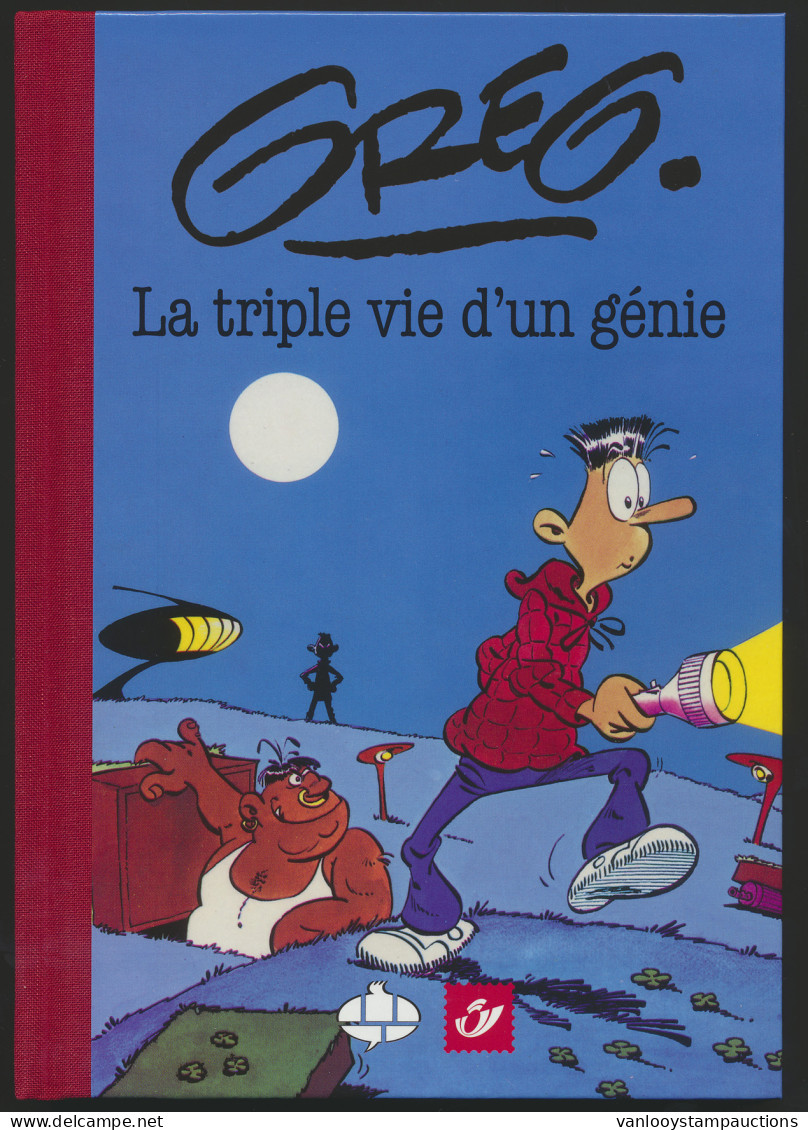 LIT Greg, La Triple Vie D'un Génie Met Fragment Van De Film Tintin Et Le Lacaux Requins Met Zegel, Oplage 425ex./n° CCXC - Philabédés (cómics)