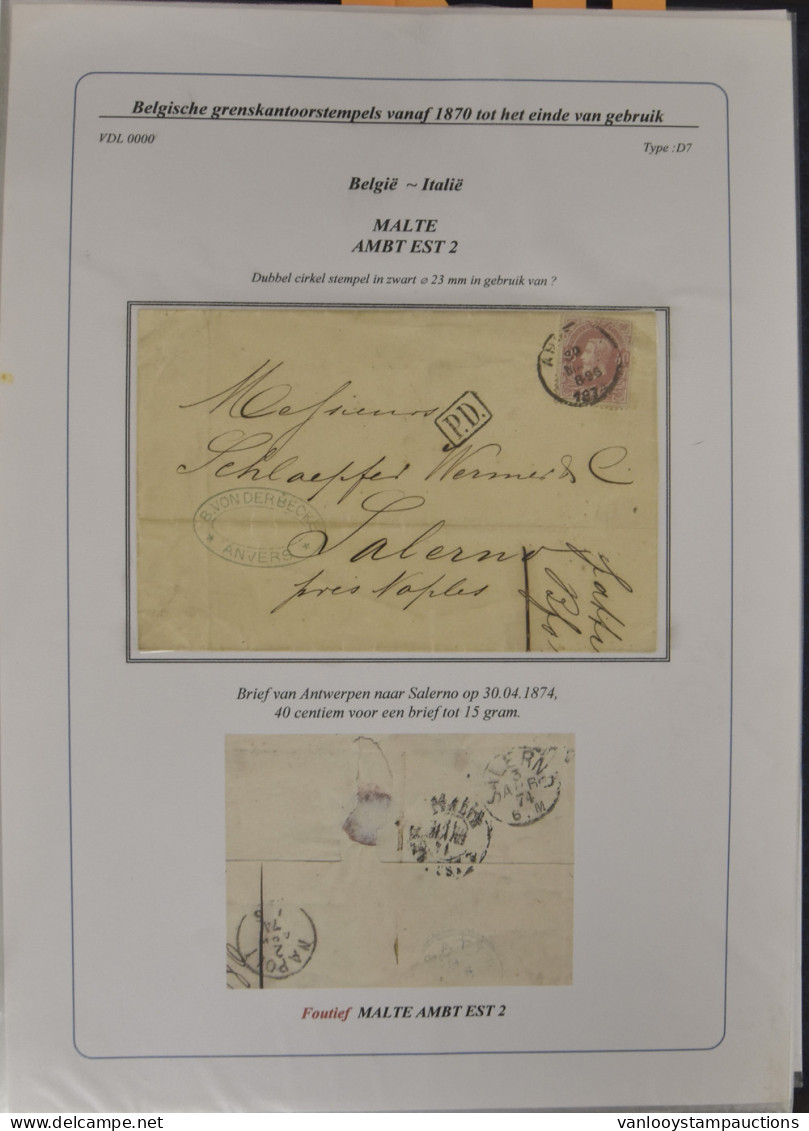 Bekroonde Verzameling (goud) M.b.t. Een Studie Over De Belgische Grenskantoren Van 1870 Tot Aan Het Einde Van Het Gebrui - Sonstige & Ohne Zuordnung