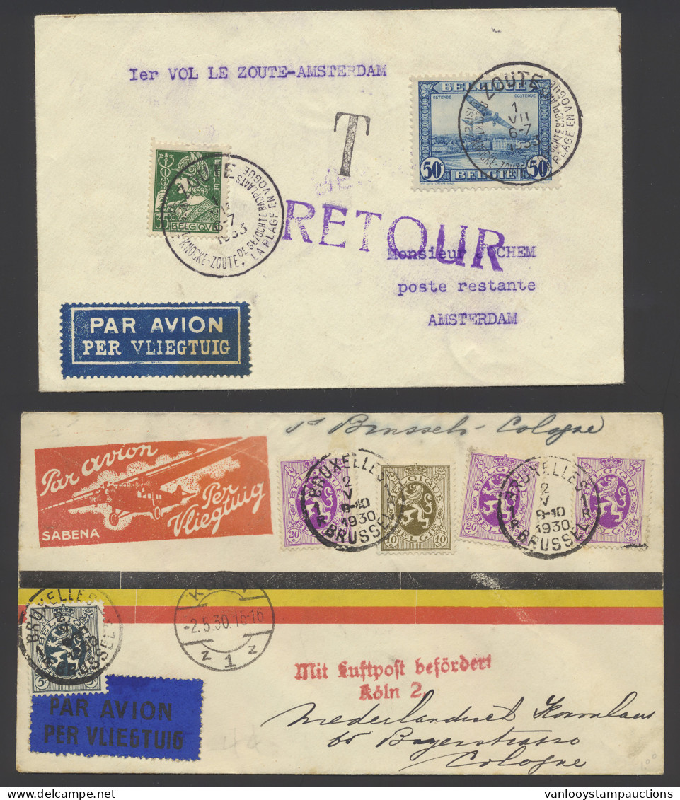 Kleine Verzameling 'Air Mail' Naar O.a. Zweden, Belg. Congo, Syrië, Enz.. Ook Retourpost En Helipost, Zm/m. - Autres & Non Classés