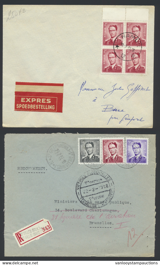 1914/1976 Doos Met 11 Postkaarten En Brieven Met Agentschappen Met: Elsene 16 (1914), Schaerbeek 13 (1914), Liège 36 (re - Autres & Non Classés