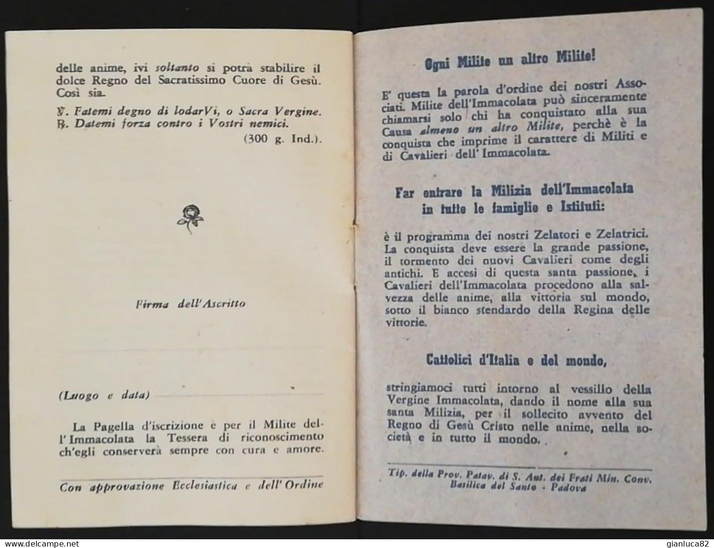 Libretto Religioso “Milizia Dell’Immacolata” Con Scheda Di Iscrizione 1953 (Relig27) Come Da Foto - Old Books