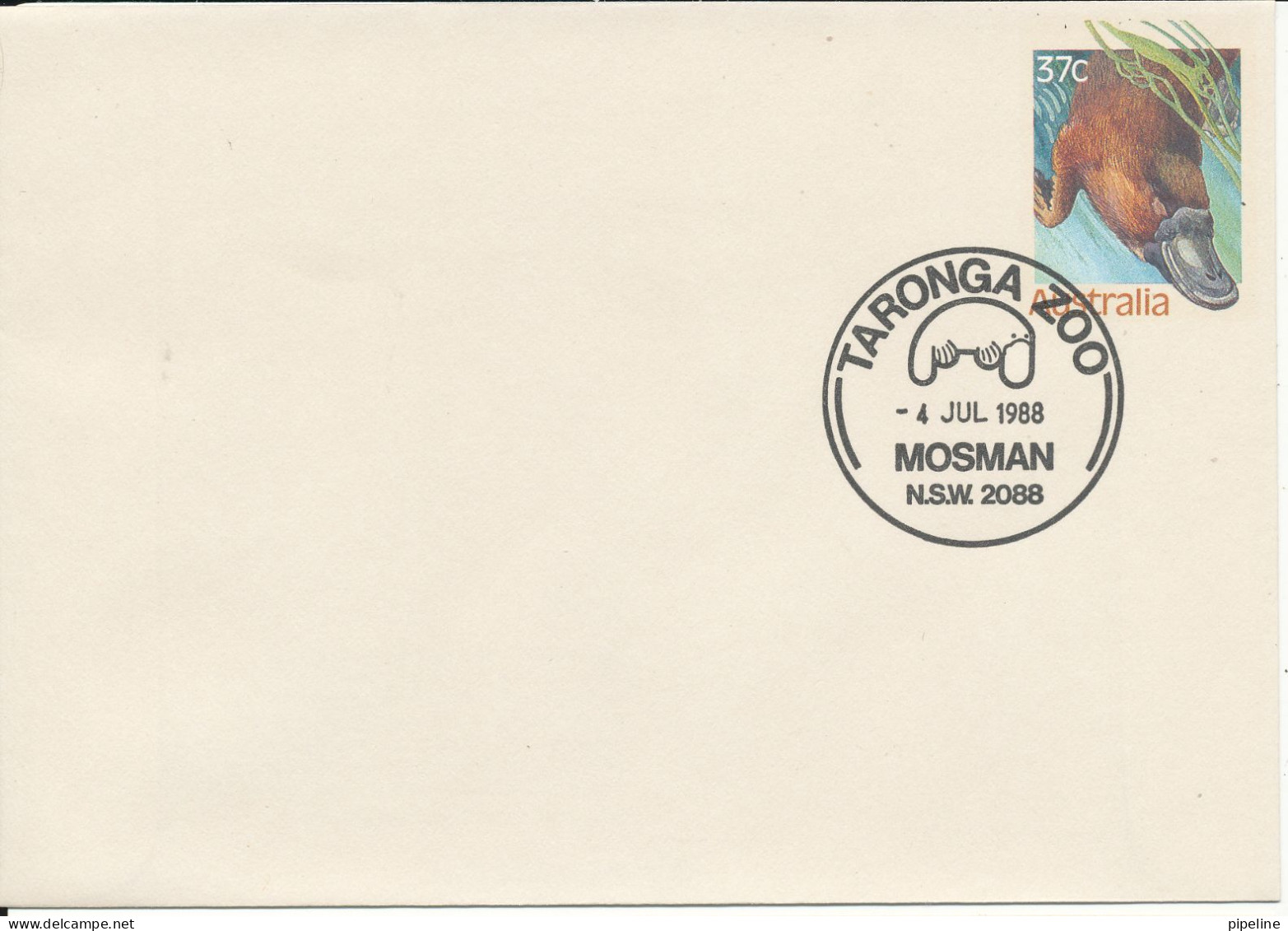 Australia Postal Stationery Cover 100 Anniversary Taronga Zoo Mosman 4-7-1998 With Platypus In The Postmark - Postwaardestukken