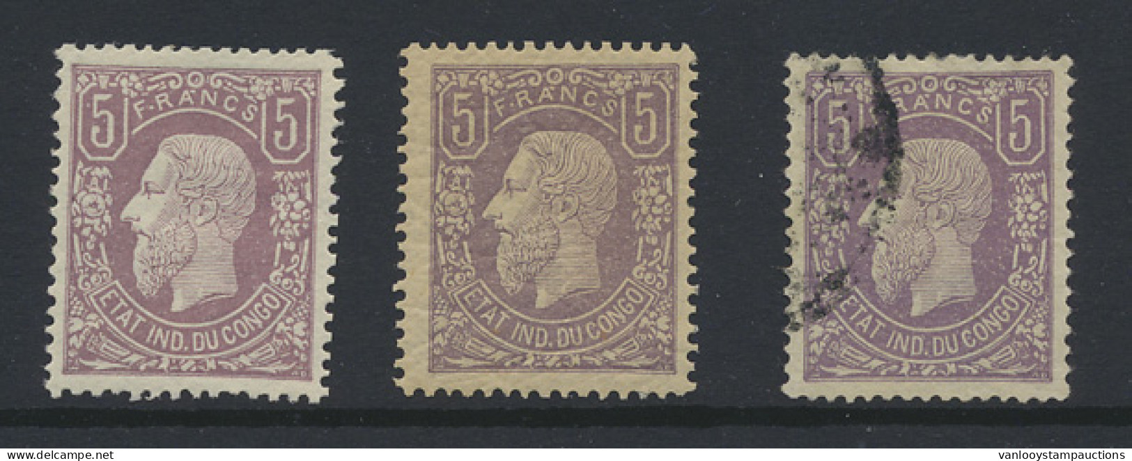 */0 Type N° 5 '5 Fr Lilac- FORGERY' (3x) 2x Unused With Glue And 1 Cancelled, VF/F/to Be Checked. - 1884-1894
