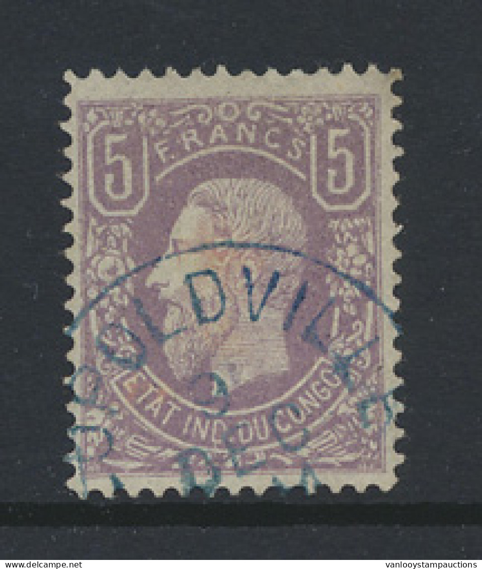 Type 5 '5 Fr Lilac' FORGERY, With False Cancellation Of Leopoldville, Thinned, To Be Checked. - 1884-1894