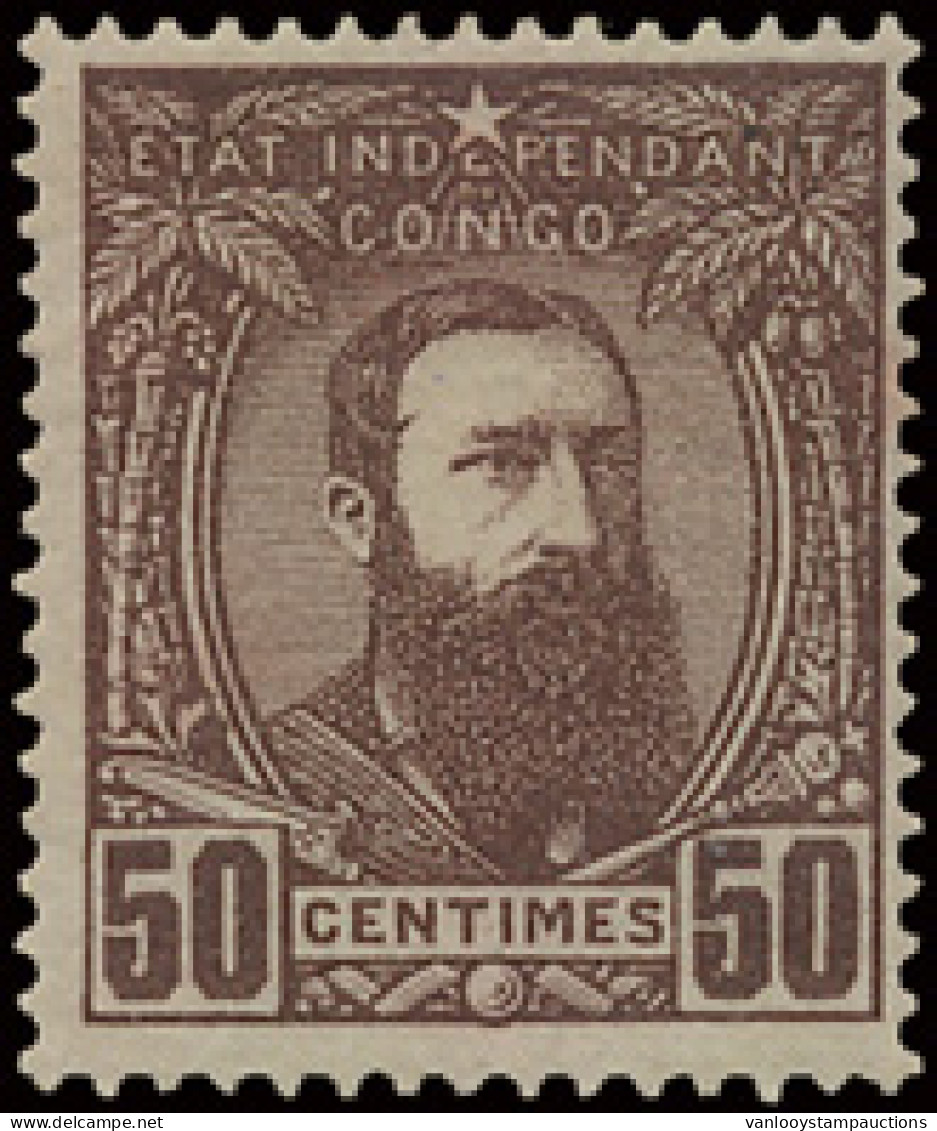 **/* N° 6/10 Leopold II 1887 Issue, The 5c., 10c., 25c. And 50c. Grey Are MNH, The Number 9 50c. Red Brown With Hinge, V - 1884-1894
