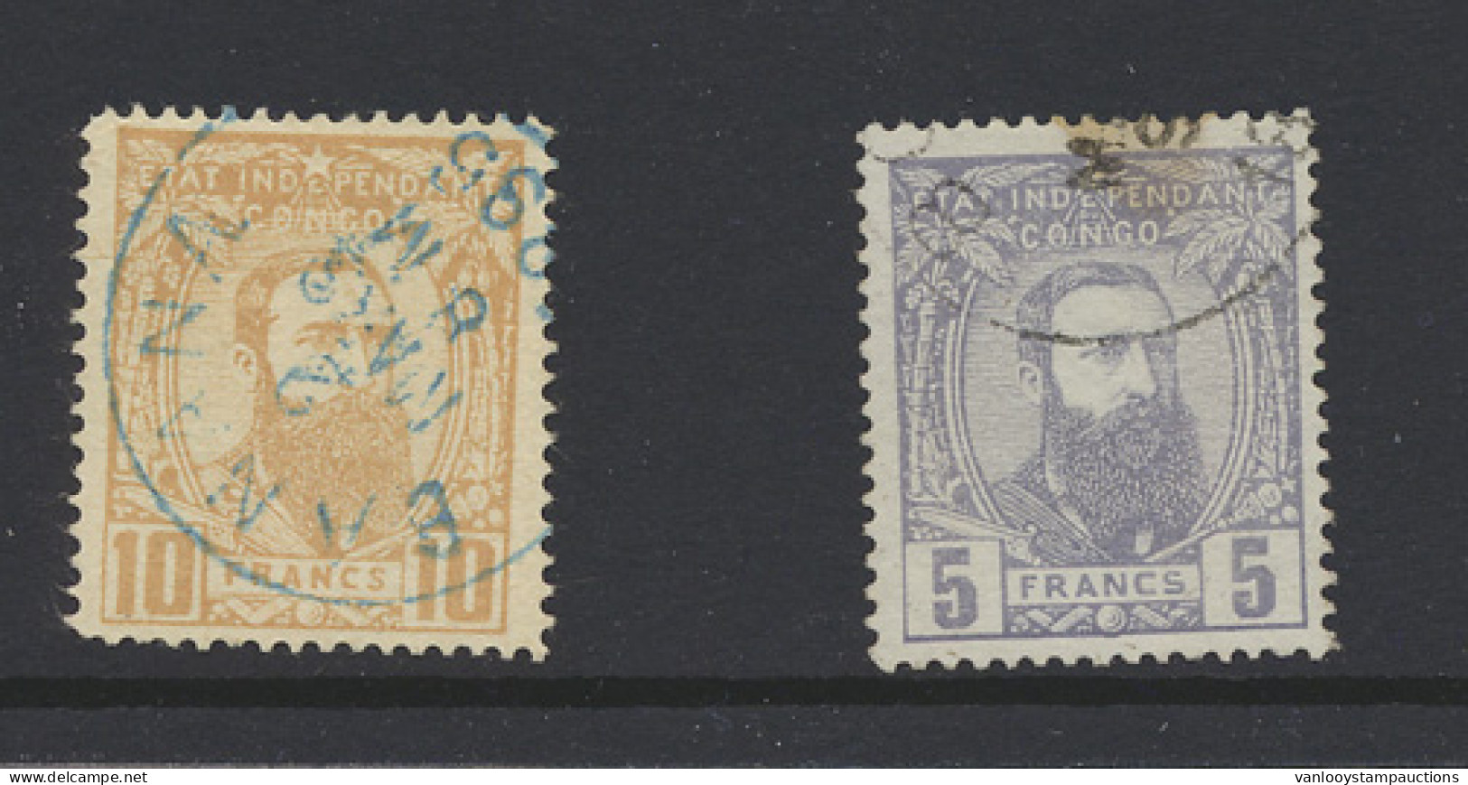 Type 11 And Type 13 '5 Fr Violet And 10 Fr Yellow Ochre' Both Forgeries With False Cancellations, F/to Be Checked. - 1884-1894